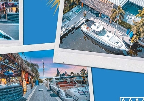 a series of photos showing a boat and a building. featuring Boca Raton and Intracoastal Waterway cruises in Boca Raton