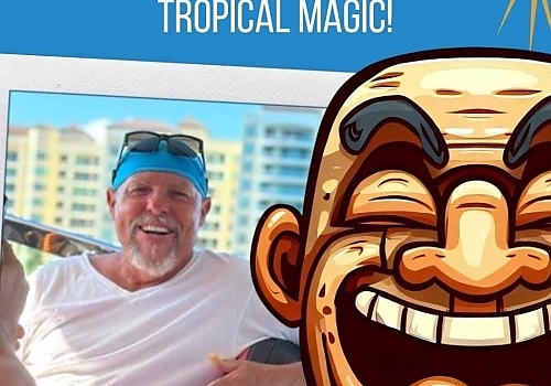 a man holding a giant cartoon character. featuring boat parties and Boca Raton in Boca Raton by Aquaholics Florida