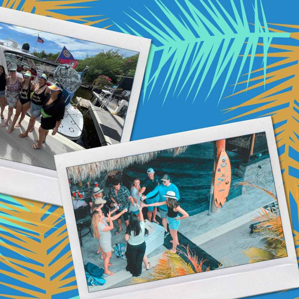 a crowd of people standing around a poster of a man in a wheelchair. featuring Intracoastal Waterway cruises and South Florida boating by Aquaholics Florida